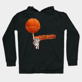 Funny Vintage Halloween Skeleton Basketball Hoodie